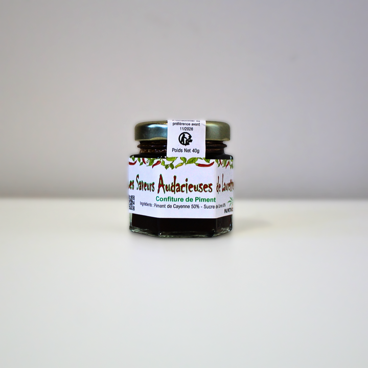 Petit pot de 40g de confiture de piment artisanal Palmethic Les Saveurs Audacieuses de Laurette à Toulouges