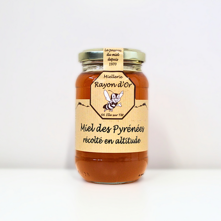 Pot de miel des Pyrénées récolté en altitude 350g miellerie Le Rayon d&