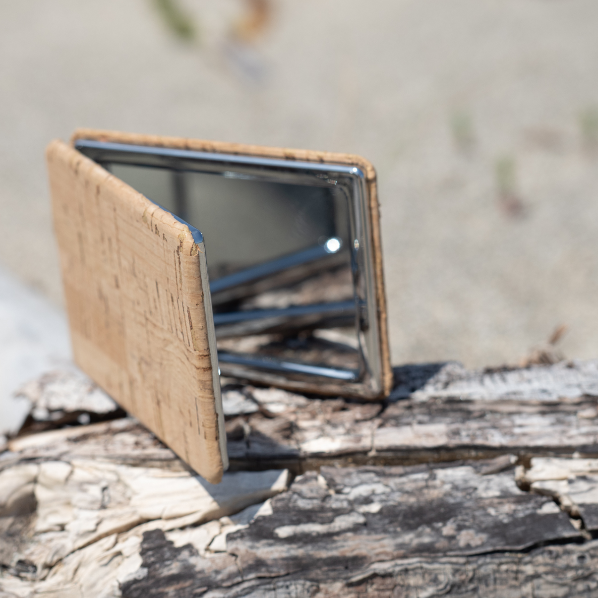 Miroir de sac en liège naturel