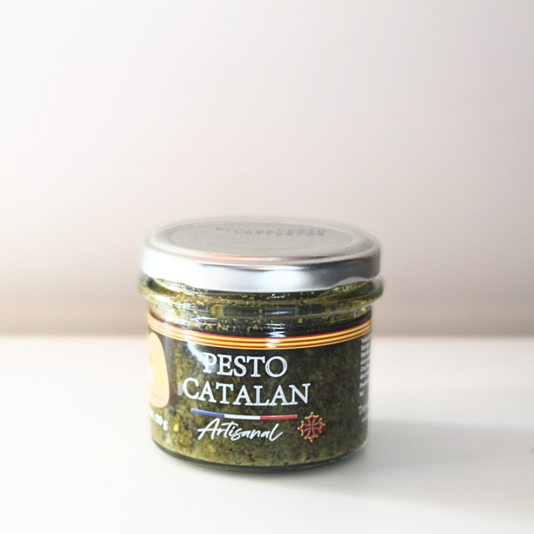 Bocal de 90g de pesto catalan artisanal au basilic frais et amande Terria à Elne