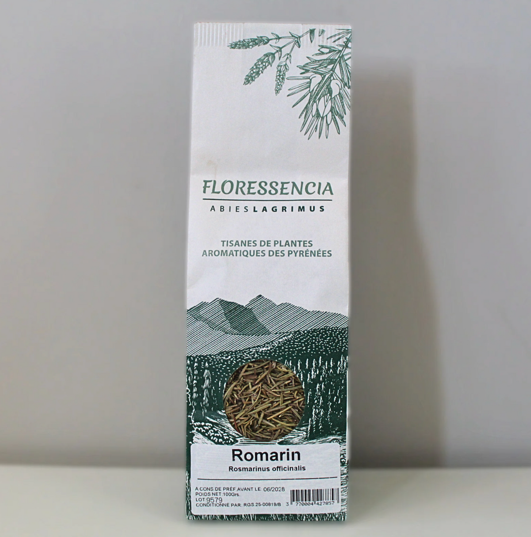 Sachet de 100g de tisane de romarin des Pyrénées Floressencia Sahorre